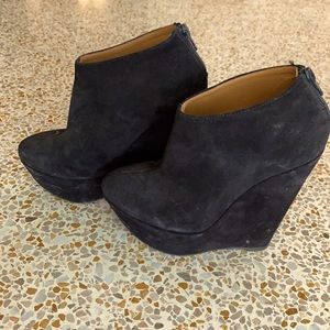 Zara black platform suede boots